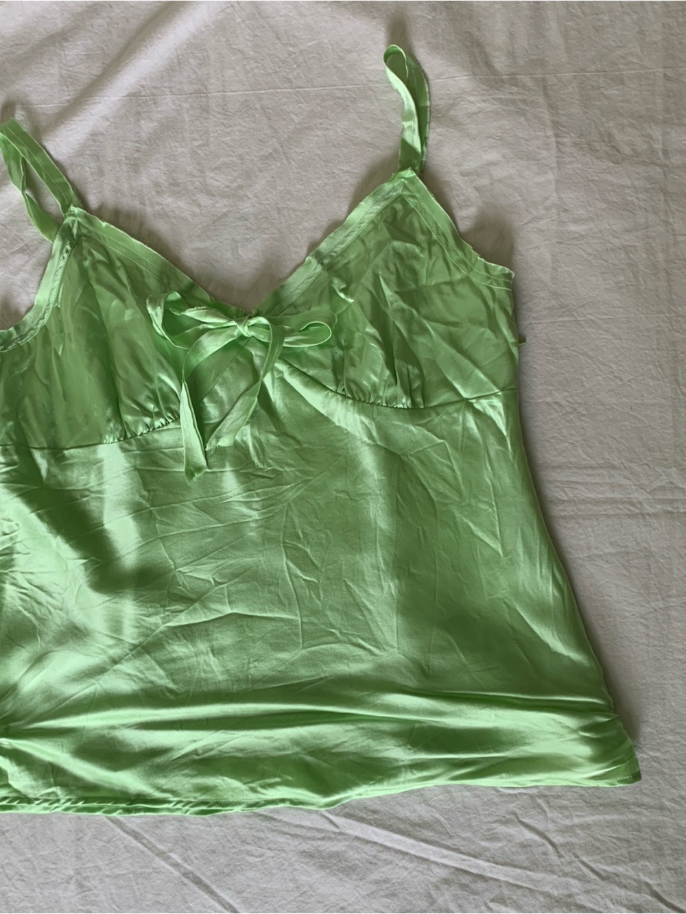 Banana Republic Lime Green 100% Silk Bow-Front Camisole